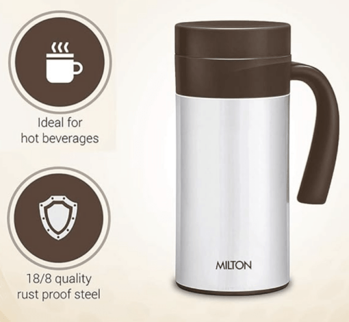 Milton Flagon Thermosteel Vacuum Insulated Flask, 400 ml, Steel Brpwn | Hot & Cold | Rust Proof | Leak Proof | Mug for Tea, Coffee & Juice - Image 2